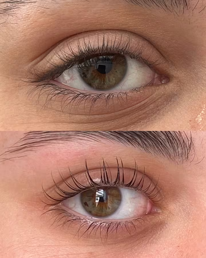 Antes e depois de lash lifting